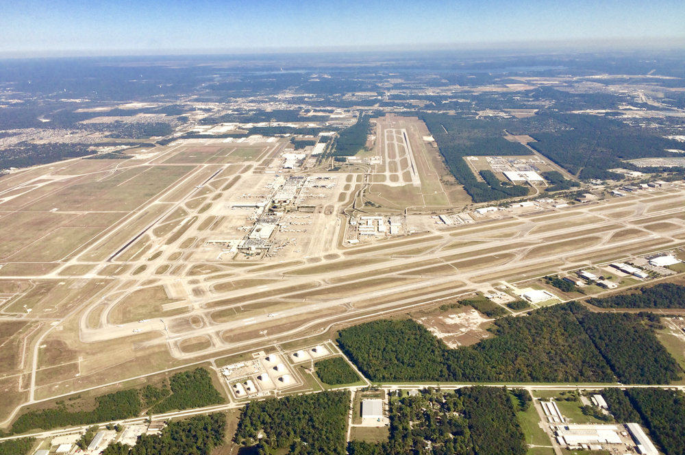 Aerial view of George Bush International Airport, Houston