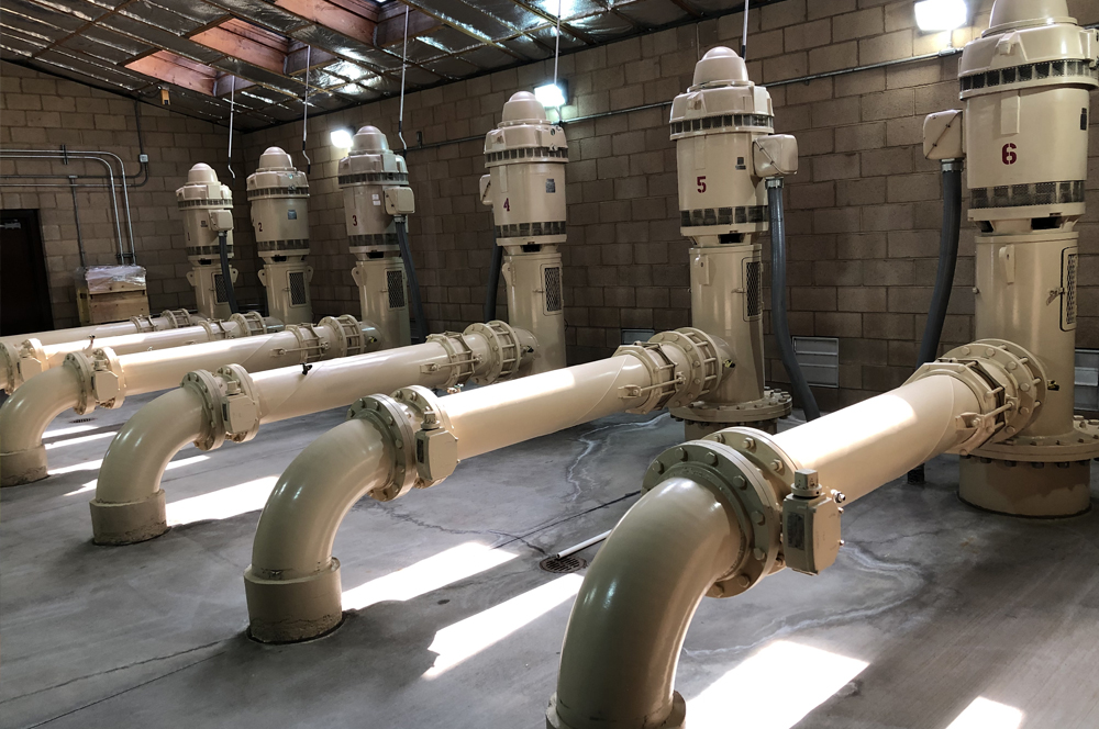 pumps at water treatment facility